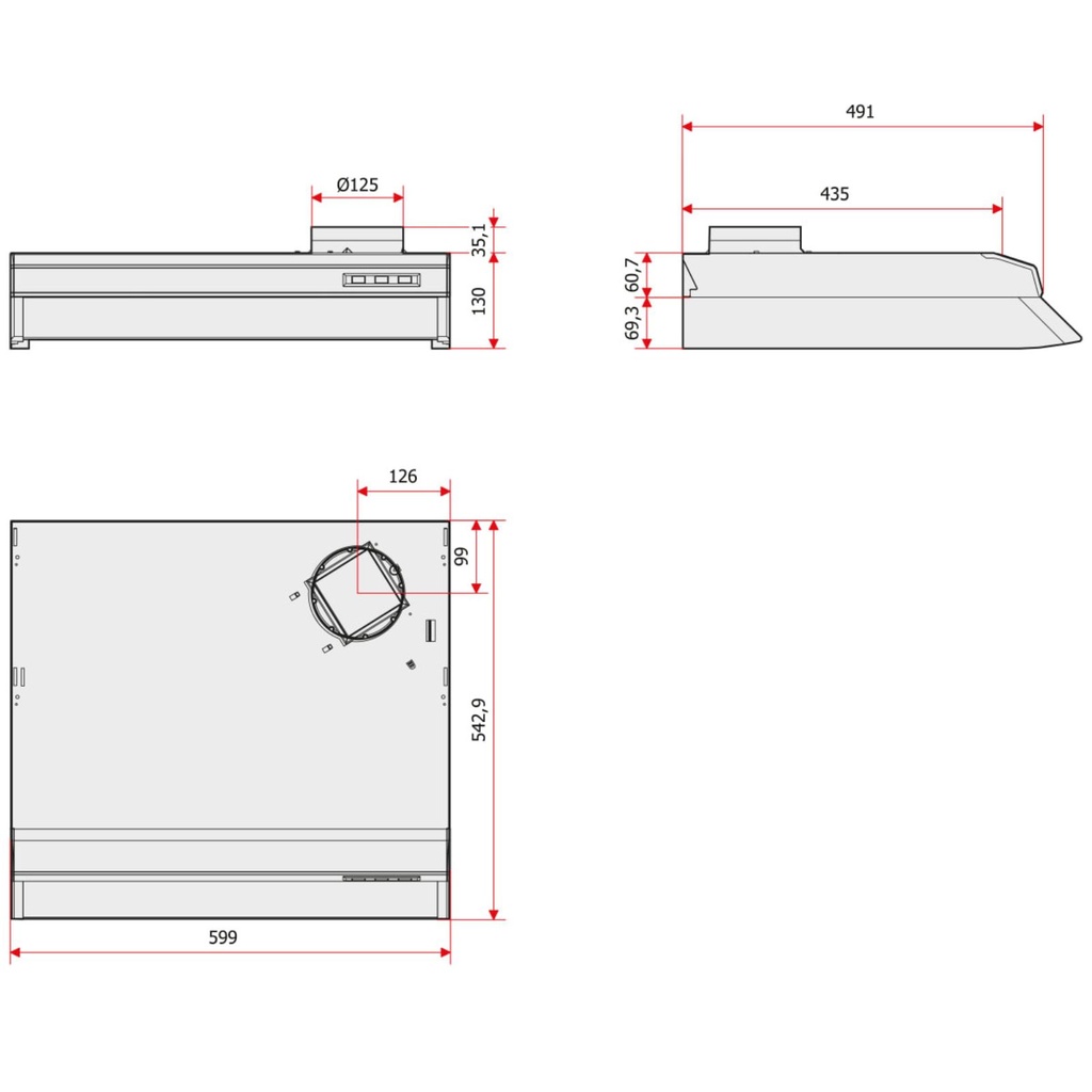 Kitchen hood Facet-E/F WH