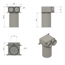 Transition box 2x75/125, extension 200 mm