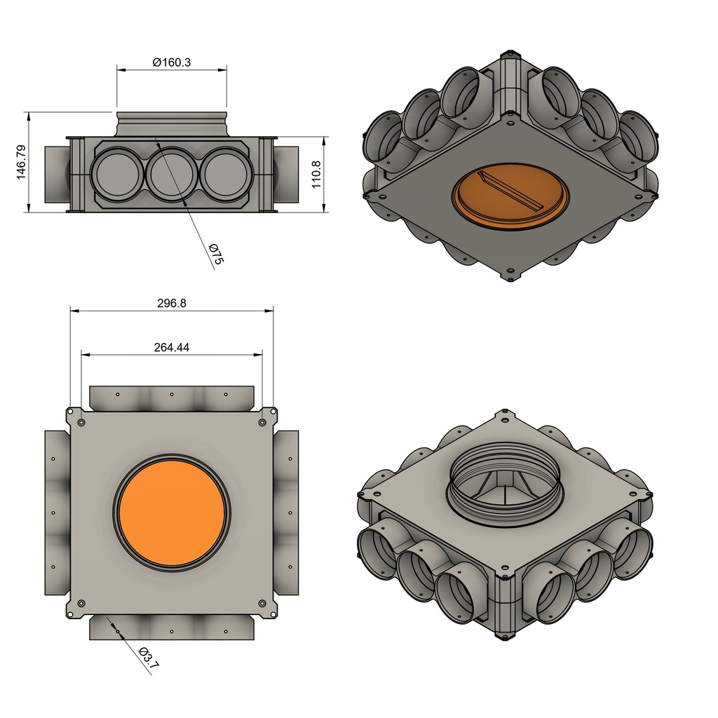 Distributor 12x75 vertical connection 160