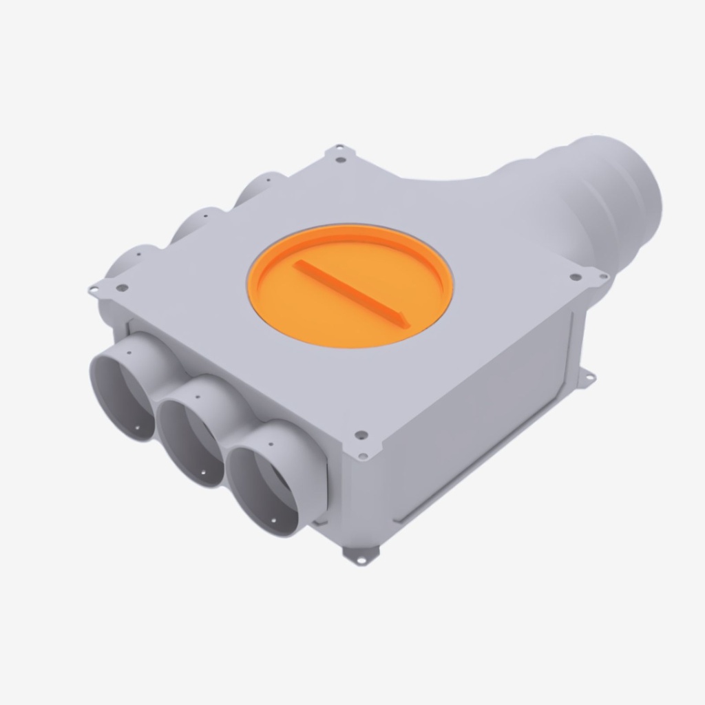 [711111] Rozdělovač 6×75, horizontální napojení 125/160 (vnější průměr 75 – vnitřní průměr 63)