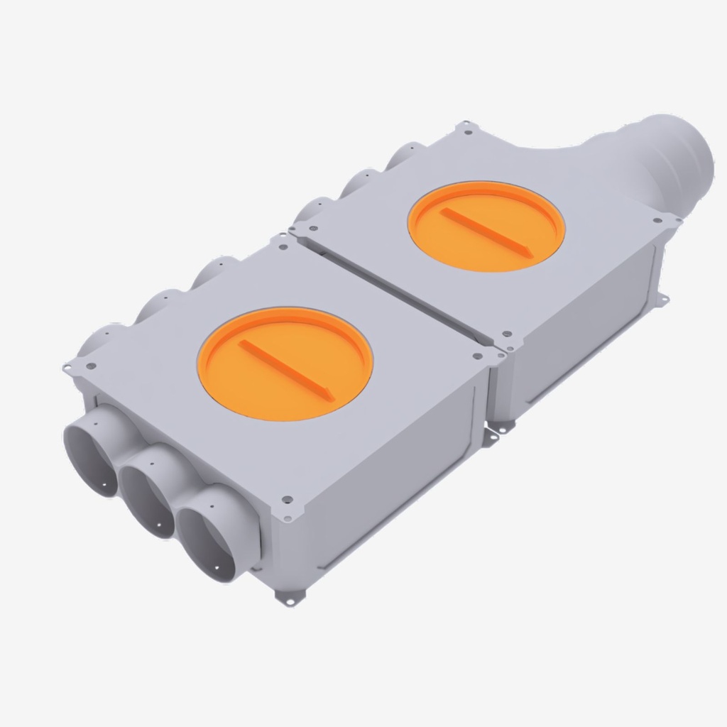 [711116] Distributor 9x75 2-sided, horizontal connection 125/160 (outer diameter 75 – inner diameter 63)