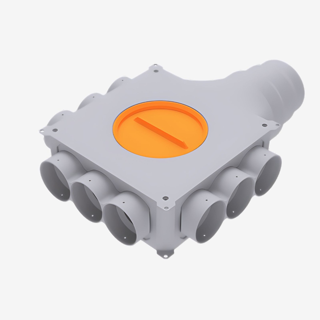 [711112] Rozdělovač 9×75, horizontální napojení 125/160 (vnější průměr 75 – vnitřní průměr 63)